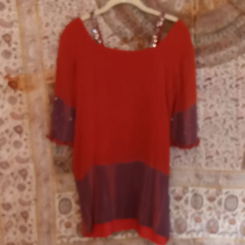 Rust And Purple Dressy Tye Dyed Tunic With Scarf/Wrap  M - Picture 5 of 9